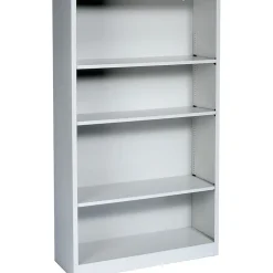 HON Bookcases<Brigade 4-Shelf Metal Bookcase, 59"H x 34 1/2"W x 12.63"D, Light Gray (S60ABCQ)