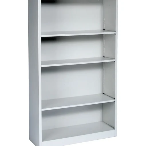 HON Bookcases<Brigade 4-Shelf Metal Bookcase, 59"H x 34 1/2"W x 12.63"D, Light Gray (S60ABCQ)