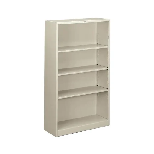 HON Bookcases<Brigade 4-Shelf Metal Bookcase, 59"H x 34 1/2"W x 12.63"D, Light Gray (S60ABCQ)