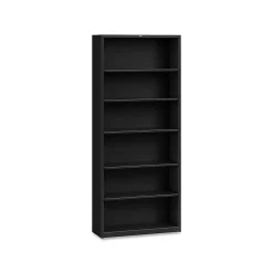 HON Bookcases<Brigade 6-Shelf Steel Standard Bookcase, 81.13"H x 34.5"W x 12.63"D, Black (S82ABCP)