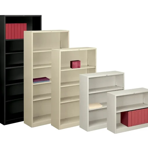 HON Bookcases<Brigade 6-Shelf Steel Standard Bookcase, 81.13"H x 34.5"W x 12.63"D, Black (S82ABCP)