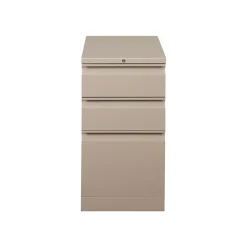HON File Cabinets<Flagship 3-Drawer Mobile Vertical File Cabinet, Letter Size, Lockable, 28"H x 15"W x 22.88"D, Putty (18723RL)