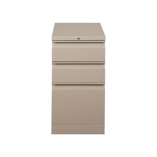 HON File Cabinets<Flagship 3-Drawer Mobile Vertical File Cabinet, Letter Size, Lockable, 28"H x 15"W x 22.88"D, Putty (18723RL)