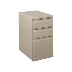 HON File Cabinets<Flagship 3-Drawer Mobile Vertical File Cabinet, Letter Size, Lockable, 28"H x 15"W x 22.88"D, Putty (18723RL)