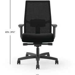 HON Ergonomic Chairs<Ignition 2.0 Mesh/Fabric Computer and Desk Chair, Black (I2M2AMLC10TK)