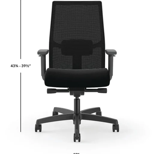HON Ergonomic Chairs<Ignition 2.0 Mesh/Fabric Computer and Desk Chair, Black (I2M2AMLC10TK)