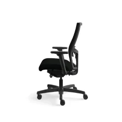 HON Ergonomic Chairs<Ignition 2.0 Mesh/Vinyl Mid-Back Task Chair, Adjustable Arms, Black (12M2AMLU10TK)