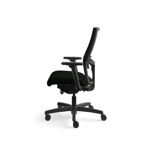 HON Ergonomic Chairs<Ignition 2.0 Mesh/Vinyl Mid-Back Task Chair, Adjustable Arms, Black (12M2AMLU10TK)
