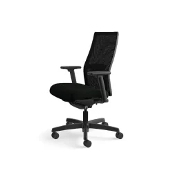 HON Ergonomic Chairs<Ignition 2.0 Mesh/Vinyl Mid-Back Task Chair, Adjustable Arms, Black (12M2AMLU10TK)