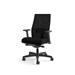 HON Ergonomic Chairs<Ignition 2.0 Mesh/Vinyl Mid-Back Task Chair, Adjustable Arms, Black (12M2AMLU10TK)