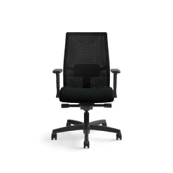 HON Ergonomic Chairs<Ignition 2.0 Mesh/Vinyl Mid-Back Task Chair, Adjustable Arms, Black (12M2AMLU10TK)
