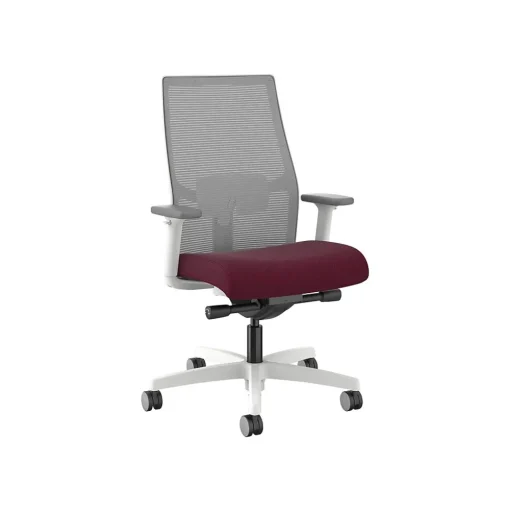 HON Office Chairs<Ignition 2.0 Mid-Back Fabric Swivel Task Chair, Designer White/Fog/Merlot Blume (HIWMM.Y2.A.TS.)