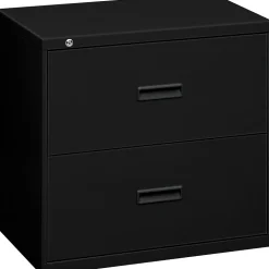 HON File Cabinets<Lateral File, 2 Drawers, Molded Pull, 36"W, Black Finish (BSX482LP)