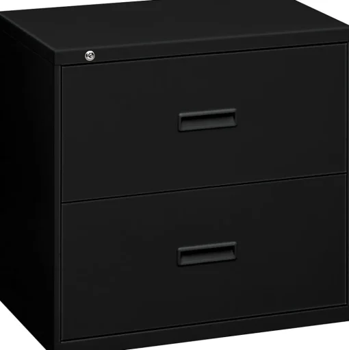HON File Cabinets<Lateral File, 2 Drawers, Molded Pull, 36"W, Black Finish (BSX482LP)