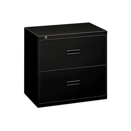 HON File Cabinets<Lateral File, 2 Drawers, Molded Pull, 36"W, Black Finish (BSX482LP)