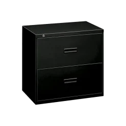 HON File Cabinets<Lateral File, 2 Drawers, Molded Pull, 36"W, Black Finish (BSX482LP)
