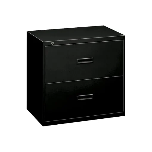 HON File Cabinets<Lateral File, 2 Drawers, Molded Pull, 36"W, Black Finish (BSX482LP)