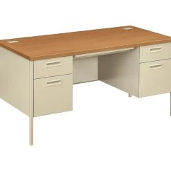 HON Computer Desks<Metro Classic 60" Double Pedestal Desk, Harvest (P3262CL)
