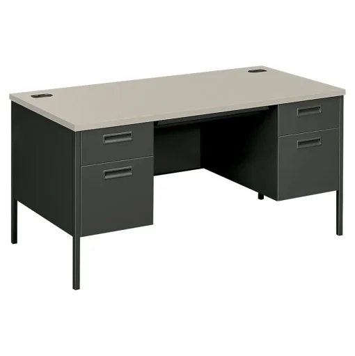 HON Computer Desks<Metro Classic 60" Double Pedestal Desk, Gray/Charcoal (HP3262G2S)
