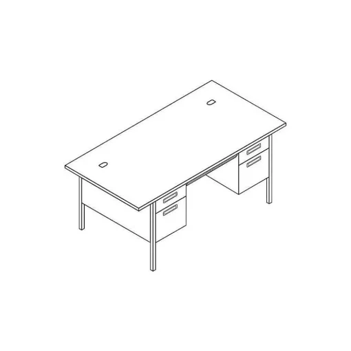 HON Computer Desks<Metro Classic 60" Double Pedestal Desk, Gray/Charcoal (HP3262G2S)