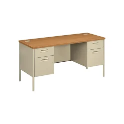 HON Computer Desks<Metro Classic HP3231 60" Double Pedestal Desk, Harvest (P3231CL)