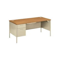 HON Computer Desks<Metro Classic HP3266L 66" Single Pedestal Desk, Harvest (P3266LCL)