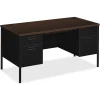 HON Computer Desks<Metro Classic 60"W Double Pedestal Desk, Mocha/Black (P3262MOP)
