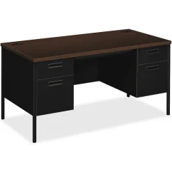 HON Computer Desks<Metro Classic 60"W Double Pedestal Desk, Mocha/Black (P3262MOP)