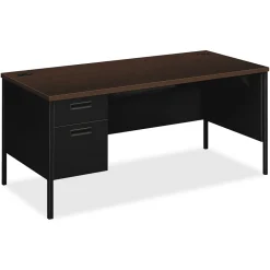 HON Computer Desks<Metro Classic 66"W Left Pedestal Desk, Mocha/Black (P3266LMOP)
