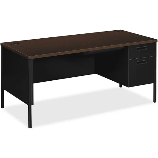 HON Computer Desks<Metro Classic 66"W Right Pedestal Desk, Mocha/Black (P3265RMOP)