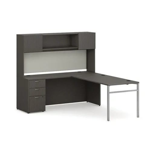 HON L-Desks<Mod 72" L-Shaped Executive Desk with Storage, Slate Teak (HLPL8472LDSKSL1ULEGS)