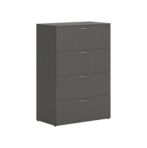 HON File Cabinets<Mod 4-Drawer Lateral File Cabinet, Locking, Letter/Legal, Slate Teak, 36" (HLPLLF3620L4.LSL1)