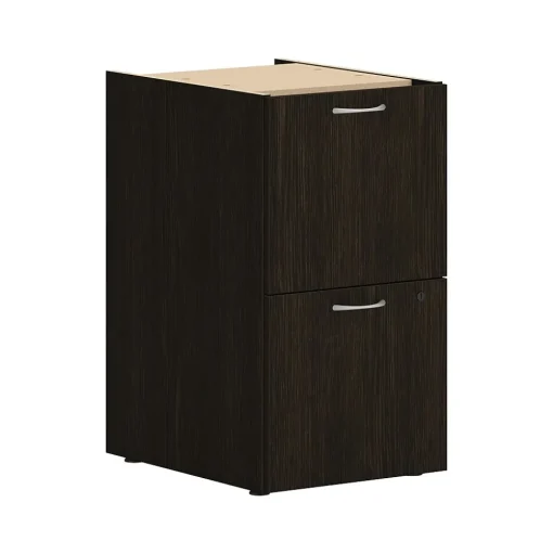 HON File Cabinets<Mod 3-Drawer Mobile Vertical File Cabinet, Letter/Legal Size, Lockable, 28"H x 15"W x 20"D, Java Oak (PLPSBBFLJ1)