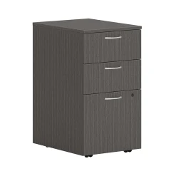 HON File Cabinets<Mod 3-Drawer Mobile Vertical File Cabinet, Letter/Legal Size, Lockable, 28"H x 15"W x 20"D, Slate Teak (PLPMBBFLS1)