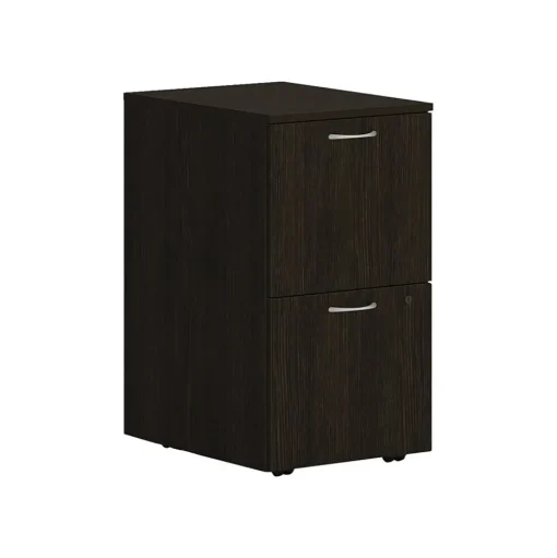 HON File Cabinets<Mod 2-Drawer Mobile Vertical File Cabinet, Letter/Legal Size, Lockable, 28"H x 15"W x 20"D, Java Oak (PLPMFFLJ1)