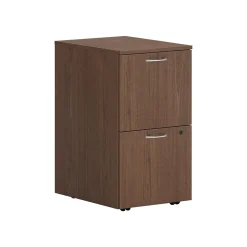 HON File Cabinets<Mod 2-Drawer Mobile Vertical File Cabinet, Letter/Legal Size, Lockable, 28"H x 15"W x 20"D, Slate Teak (PLPMFFLS1)