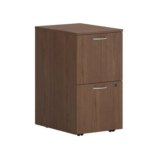 HON File Cabinets<Mod 2-Drawer Mobile Vertical File Cabinet, Letter/Legal Size, Lockable, 28"H x 15"W x 20"D, Slate Teak (PLPMFFLS1)