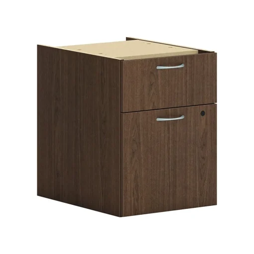 HON File Cabinets<Mod 2-Drawer Mobile Vertical File Cabinet, Letter/Legal Size, Lockable, 20"H x 15"W x 20"D, Sepia Walnut (PLPHBFLE1)