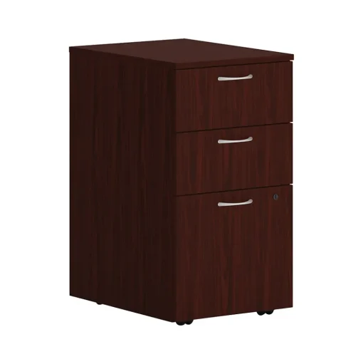 HON File Cabinets<Mod 3-Drawer Mobile Vertical File Cabinet, Letter/Legal Size, Lockable, Traditional Mahogany (PLPMBBFLT1)
