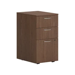 HON File Cabinets<Mod 3-Drawer Mobile Vertical File Cabinet, Letter/Legal Size, Lockable, 28"H x 15"W x 20"D, Sepia Walnut (PLPMBBFLE1)