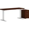 HON Standing Desks<Mod 48"W Adjustable Standing Desk with Mobile Storage, Traditional Mahogany (HLPLRW4824CHATBFTM1)