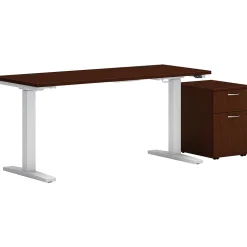 HON Standing Desks<Mod 48"W Adjustable Standing Desk with Mobile Storage, Traditional Mahogany (HLPLRW4824CHATBFTM1)