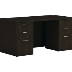 HON Computer Desks<Mod 60"W Double-Pedestal Desk, (HLPLDS6030BBFJA1)