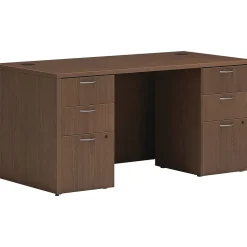HON Computer Desks<Mod 60"W Double-Pedestal Desk, (HLPLDS6030BBFSE1)