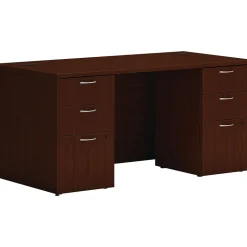 HON Computer Desks<Mod 60"W Double-Pedestal Desk, (HLPLDS6030BBFTM1)
