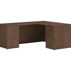 HON L-Desks<Mod 60"W L-Shaped Double-Pedestal Desk, (HLPL6072LDESK2BBFSE1)