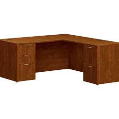 HON L-Desks<Mod 66"W L-Shaped Double-Pedestal Desk, Russet Cherry (HLPL6672LDESKRC1)