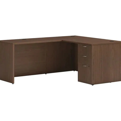 HON L-Desks<Mod 60"W L-Shaped Single-Pedestal Desk, (HLPL6072LDESK1BBFSE1)