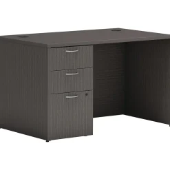 HON Office Desks<Mod 48"W Single-Pedestal Desk, (HLPLDS4830BBFLS1)