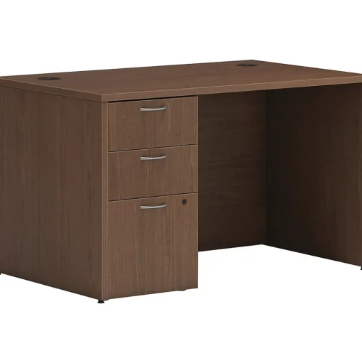 HON Computer Desks<Mod 48"W Single-Pedestal Desk, (HLPLDS4830BBFSE1)